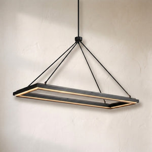 Peron Rectangular Chandelier 48" 62“, in black
