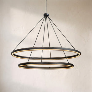 Peron Two-Tier Round Chandelier 60", in black