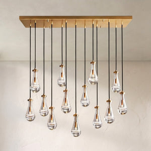 Raindrop Glass Linear Chandelier 54"