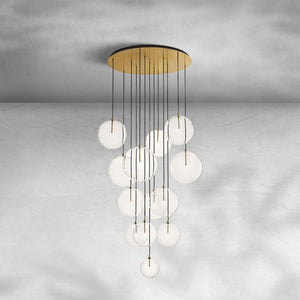 Glass Globe Mobile Cluster Chandelier 44"