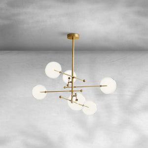 Glass Globe Mobile Six-Arm Chandelier 55"