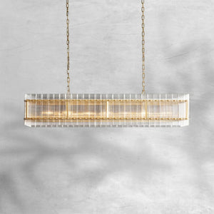 Sienna Marcus Glass Rectangle Chandelier 54", steel rectangular - view 2