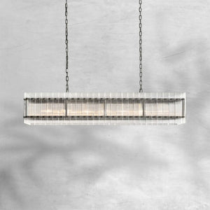 Sienna Marcus Glass Rectangle Chandelier 54", steel rectangular - view 4