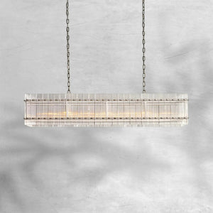 Sienna Marcus Glass Rectangle Chandelier 54", steel rectangular - view 5