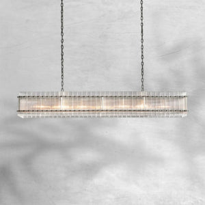 Sienna Marcus Glass Rectangle Chandelier 72", steel rectangular - view 4