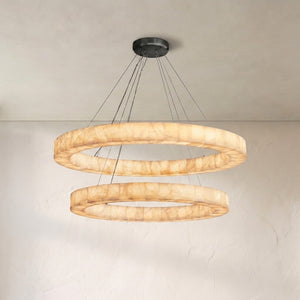 Riora 2-Tier Round Calcite Chandelier 60", two-tier