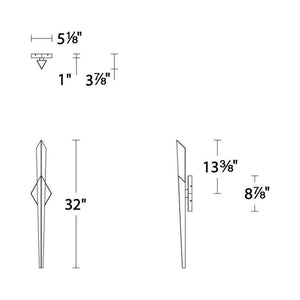 Solitude LED Wall Light - line drawing.
