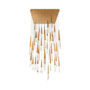 Solitude Square LED Multi Pendant Light in Aged Brass (41-Light).