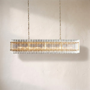 Sienna Marcus Glass Rectangle Chandelier 54", steel rectangular
