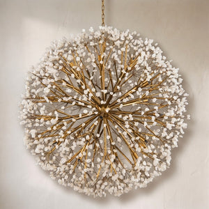 Spherical Thirty-Light Quartz Chandelier 43.5"D