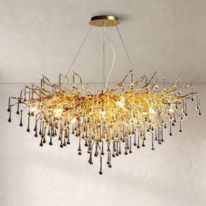 Stunning Tree Branch Crystal Chandelier with Clear Teardrop-shaped for Living/Dining Room
