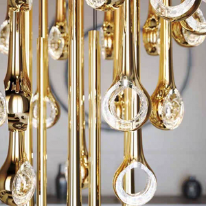 Modern Floating Long Gold Pendant Celing Chandelier for Living Room/High-ceiling - view 8