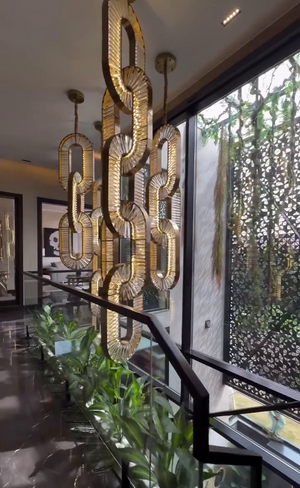 Luxury Crystal and Metal Chain Pendant Chandelier for High Ceilings with Modern Finish - view 7