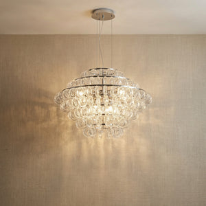 Modern Glass Chandelier in chrome