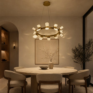 Detail of the sculpted metal with champagne gold finish