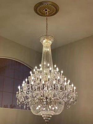 Extra Large European-style Multi-layers Candle Luxury Crystal Chandelier Gold Art Foyer/Staircase Decorative Light Fixture - view 12