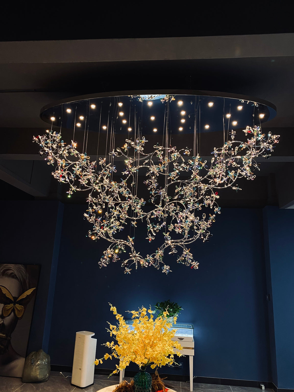 Exquisite Crystal Flower Branch Chandelier for Hotel Foyer and Entryway Ceiling Lighting Fixture - view 4