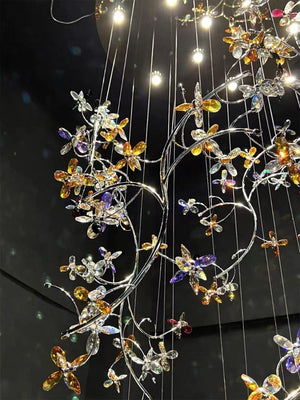 Luxury Branch Flower Crystal Chandelier for High Ceiling Staircase Foyer and Hallway Decor - view 4
