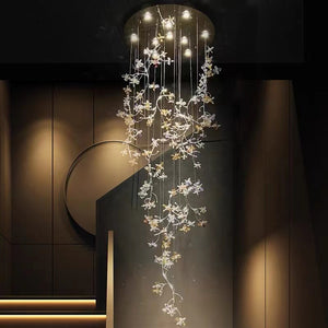 Luxury Branch Flower Crystal Chandelier for High Ceiling Staircase Foyer and Hallway Decor - view 3