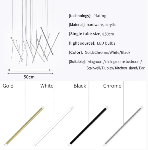Modern Italian Creative Art Sticks Ceiling Chandelier for Living Room/Staircase/Hotel Lobby - view 13