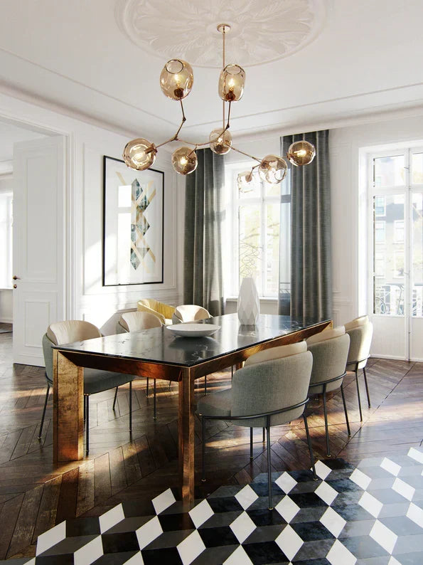 Modern Sputnik Smoky Gray/Amber Glass Branch Chandelier for Kitchen Island/Dining Room - view 13