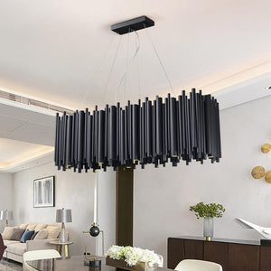 Modern Classic Black Rectangle Long Chandelier  W 32"/40", rectangular - view 3
