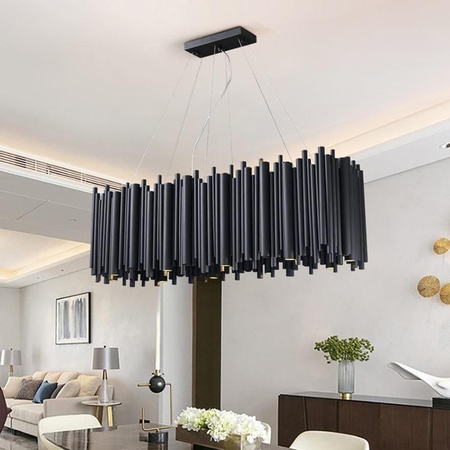 Modern Classic Black Rectangle Long Chandelier  W 32"/40", rectangular - view 3