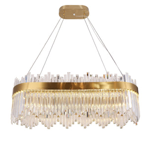 Oval / Linear Crystal Fringe Chandelier, K9 crystal