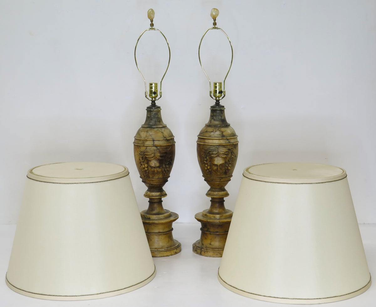 Pair of Italian Carved Alabaster Table Lamps - view 16