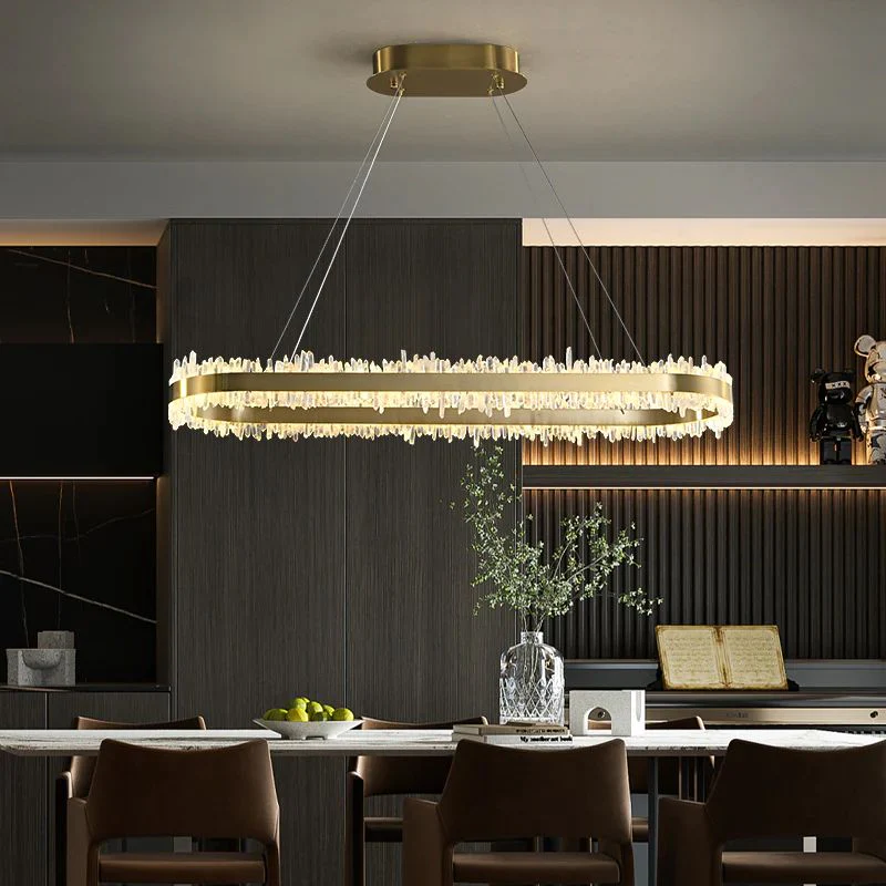 Modern Quartz Crystal Oval Chandelier - view 2