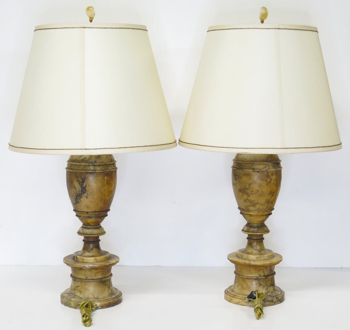 Pair of Italian Carved Alabaster Table Lamps - view 3
