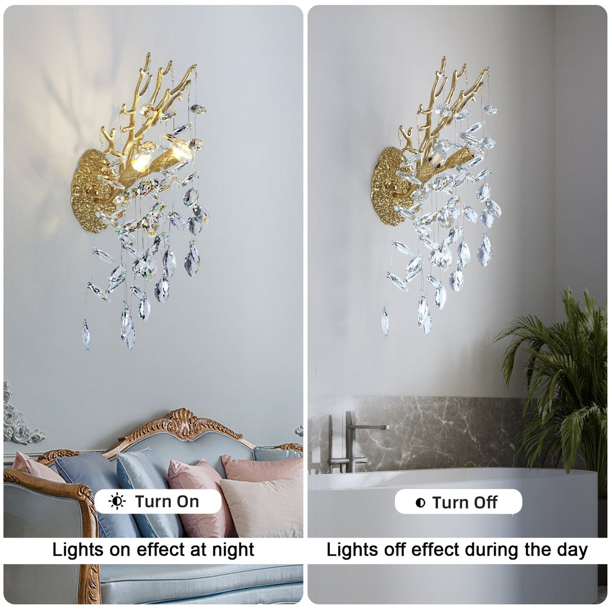 Ice Eye Crystal Gold/Silver Wall Sconce for All Rooms 10"H - view 12
