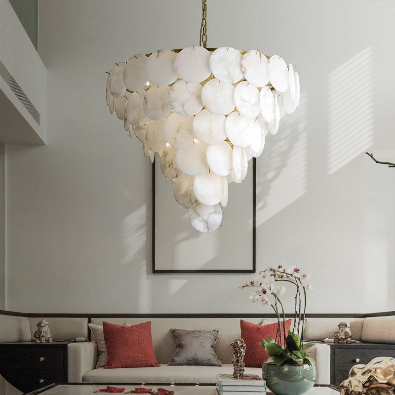 Alabaster Magnolia Multi-tiered Round Chandelier - view 2