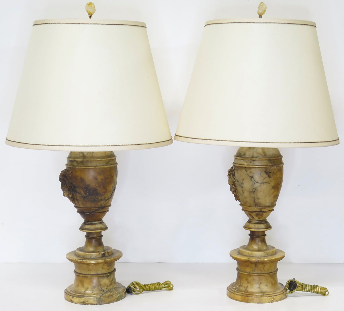 Pair of Italian Carved Alabaster Table Lamps - view 4