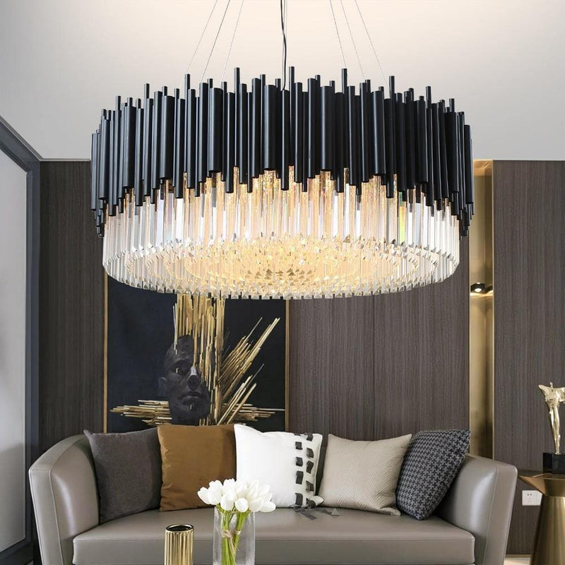 Modern Classic Black Crystal Round Chandelier 24 in/ 32 in/40 in - view 3
