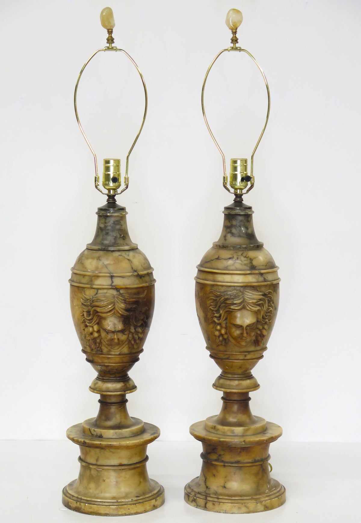 Pair of Italian Carved Alabaster Table Lamps - view 5