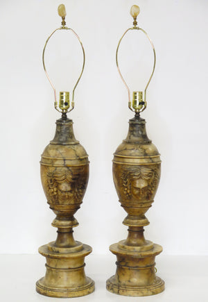 Pair of Italian Carved Alabaster Table Lamps - view 5