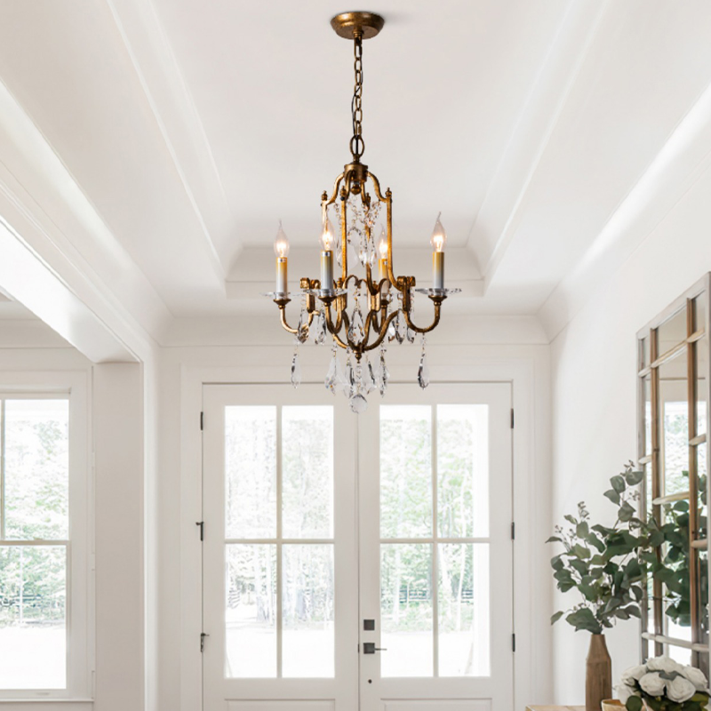 Vintage Crystal Small Chandelier For Entryway