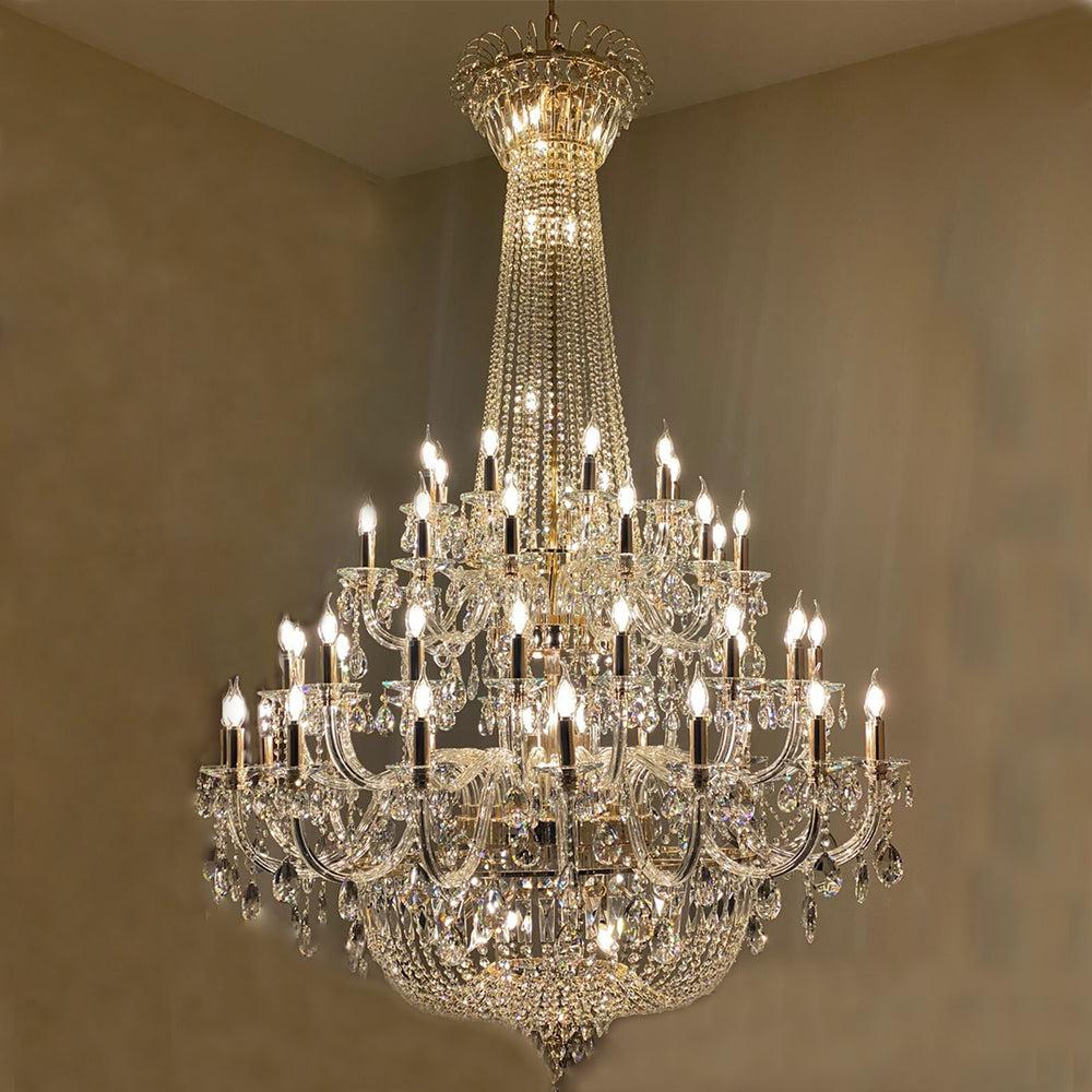Extra Large European-style Multi-layers Candle Luxury Crystal Chandelier Gold Art Foyer/Staircase Decorative Light Fixture - view 13