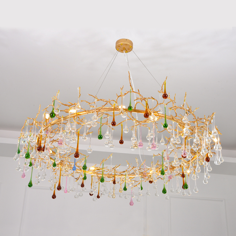Avis Colorful Crystal Raindrop Branch Chandelier