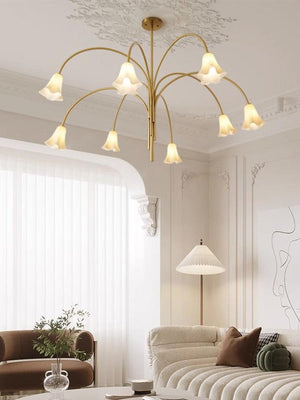 Vintage Elegant Flora Chandelier, glass in brass
