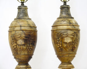 Pair of Italian Carved Alabaster Table Lamps - view 9
