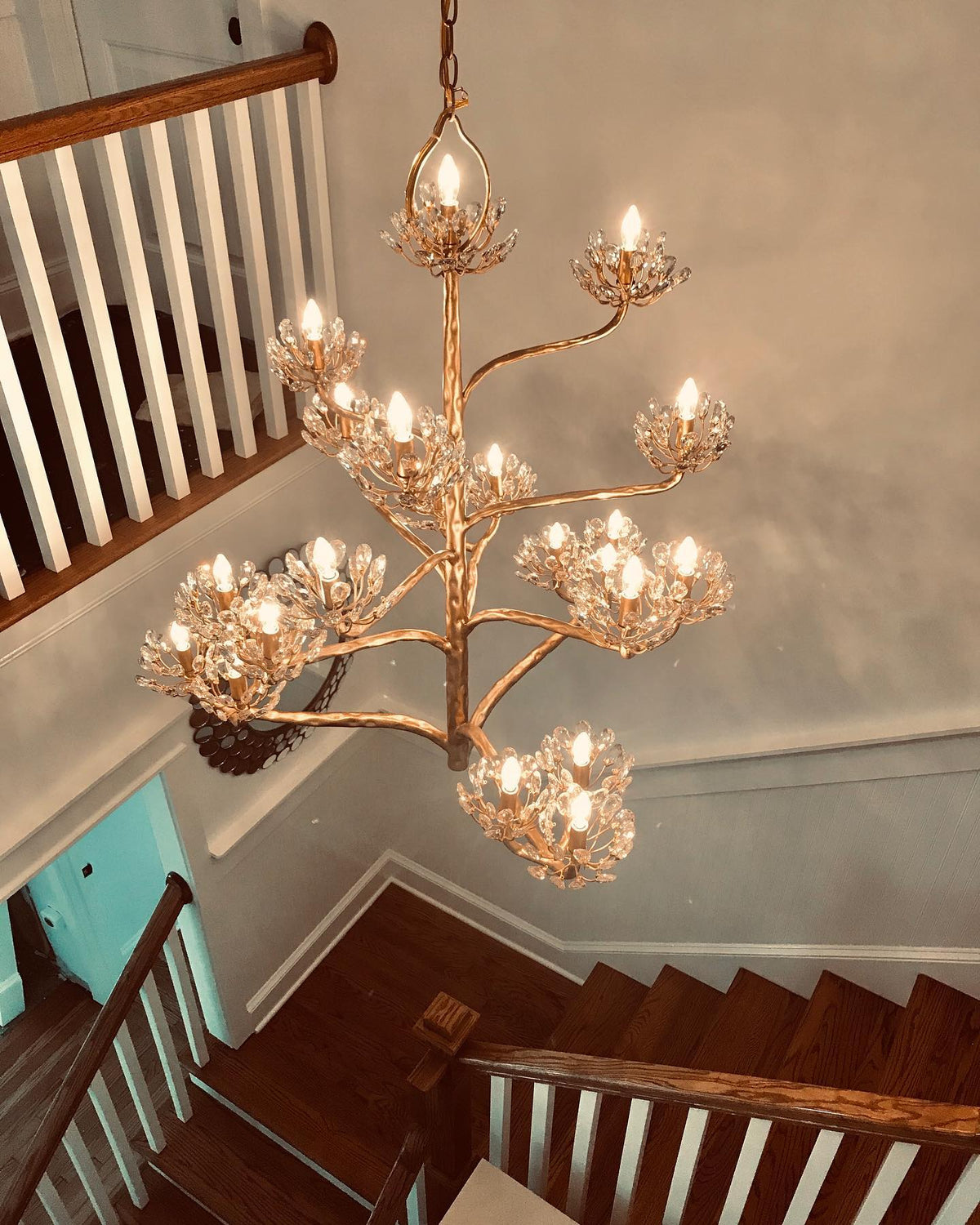 Luxury Branch Flower Chandelier in Gold for Living Room Staircase and Bedroom Lighting - view 12