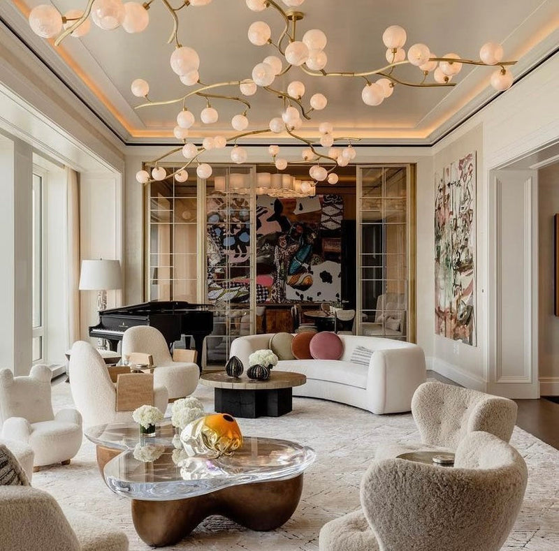 Contemporary Hand-blown Glass Globes Branch Chandelier for Dining Room Living Room and Kitchen Island - view 4