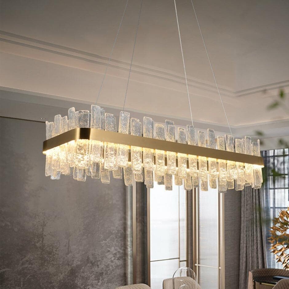 Ariano Long Crystal Rectangle Golden Lamp Body Modern Chandelier 32"/40", rectangular - view 3