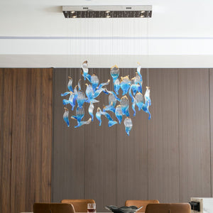 Galaxy Ocean Drift Blown Glass Crystal Spiral Chandelier - view 35