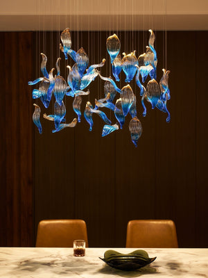 Galaxy Ocean Drift Blown Glass Crystal Spiral Chandelier - view 29