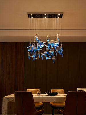 Galaxy Ocean Drift Blown Glass Crystal Spiral Chandelier - view 30