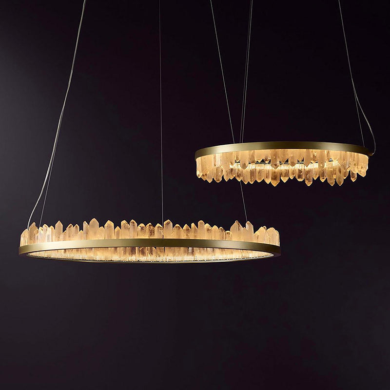 Round Luxury Clear Geode Quartz Crystal Hanging Chandelier, flush mount - view 2