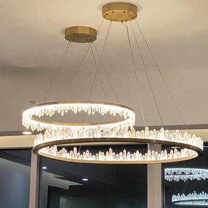 Round Luxury Clear Geode Quartz Crystal Hanging Chandelier, flush mount - view 3